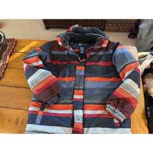 Northpeak Kids Stripe Hooded Winter Jacket M 10-12 100% Polyester Insulated Red/